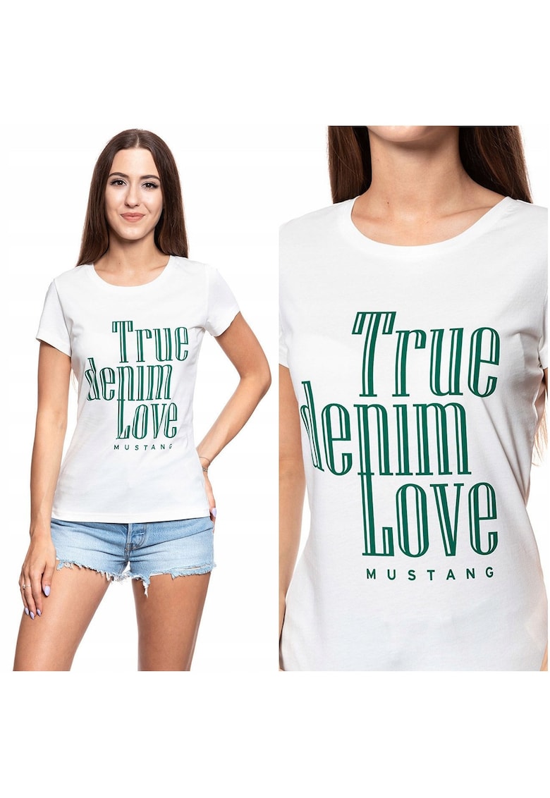 Tricou femei Alexia C Print alb - bumbac -