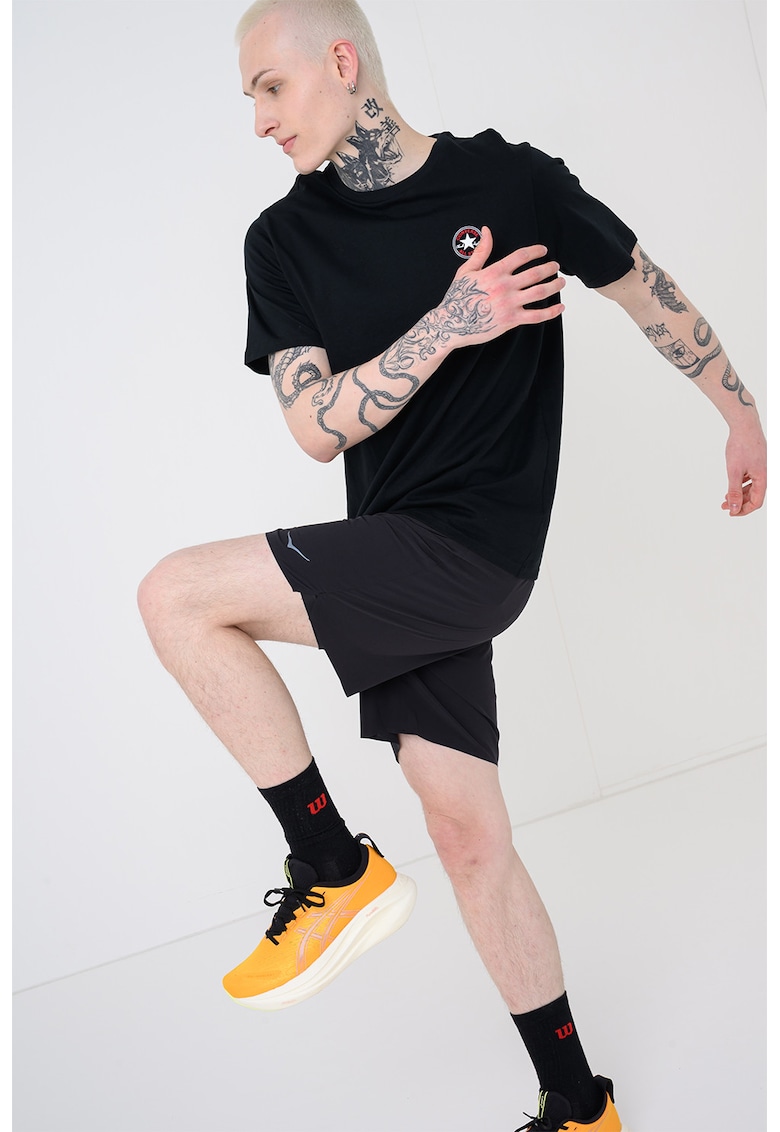 Pantaloni scurti cu model 2 in 1 pentru alergare Glide 7'' - Negru