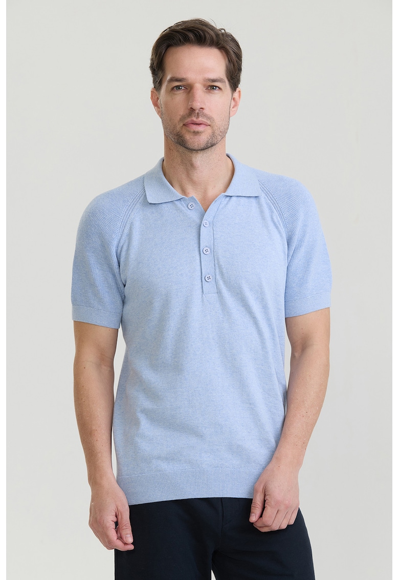 Tricou polo cu maneci raglan - Albastru pastel