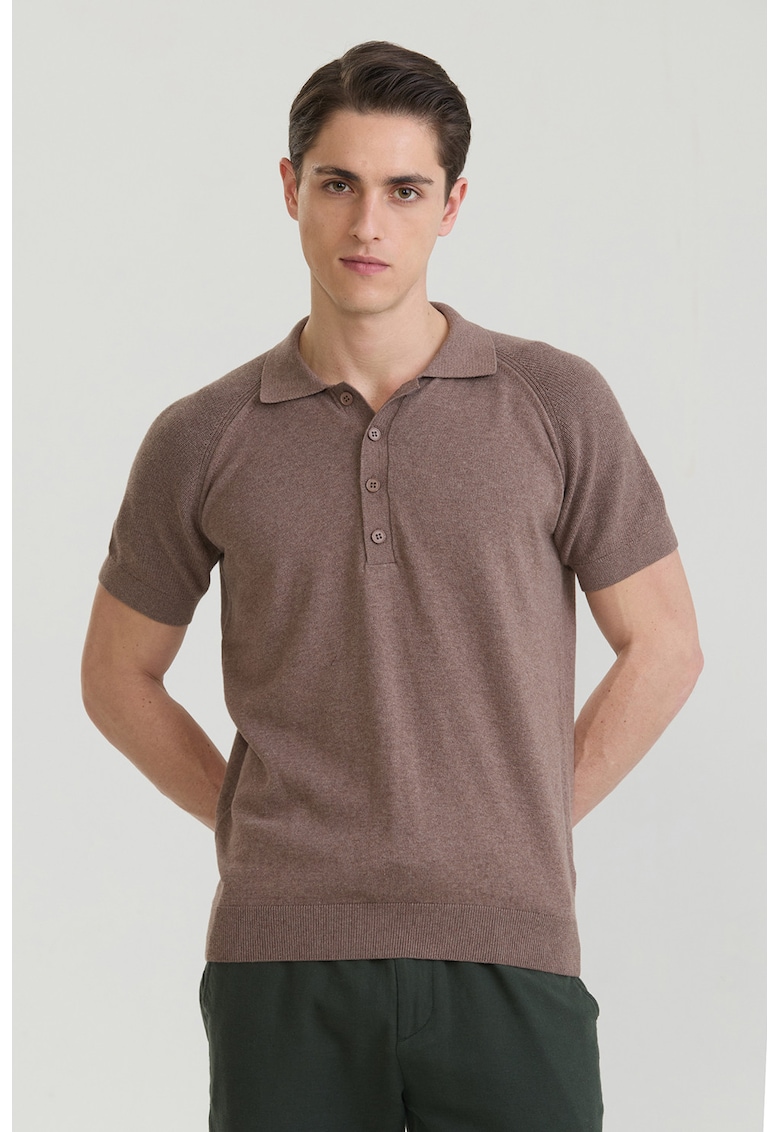 Tricou polo cu maneci raglan - Maro deschis