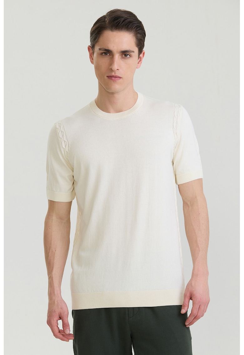 Tricou tricotat fin din bumbac - Alb