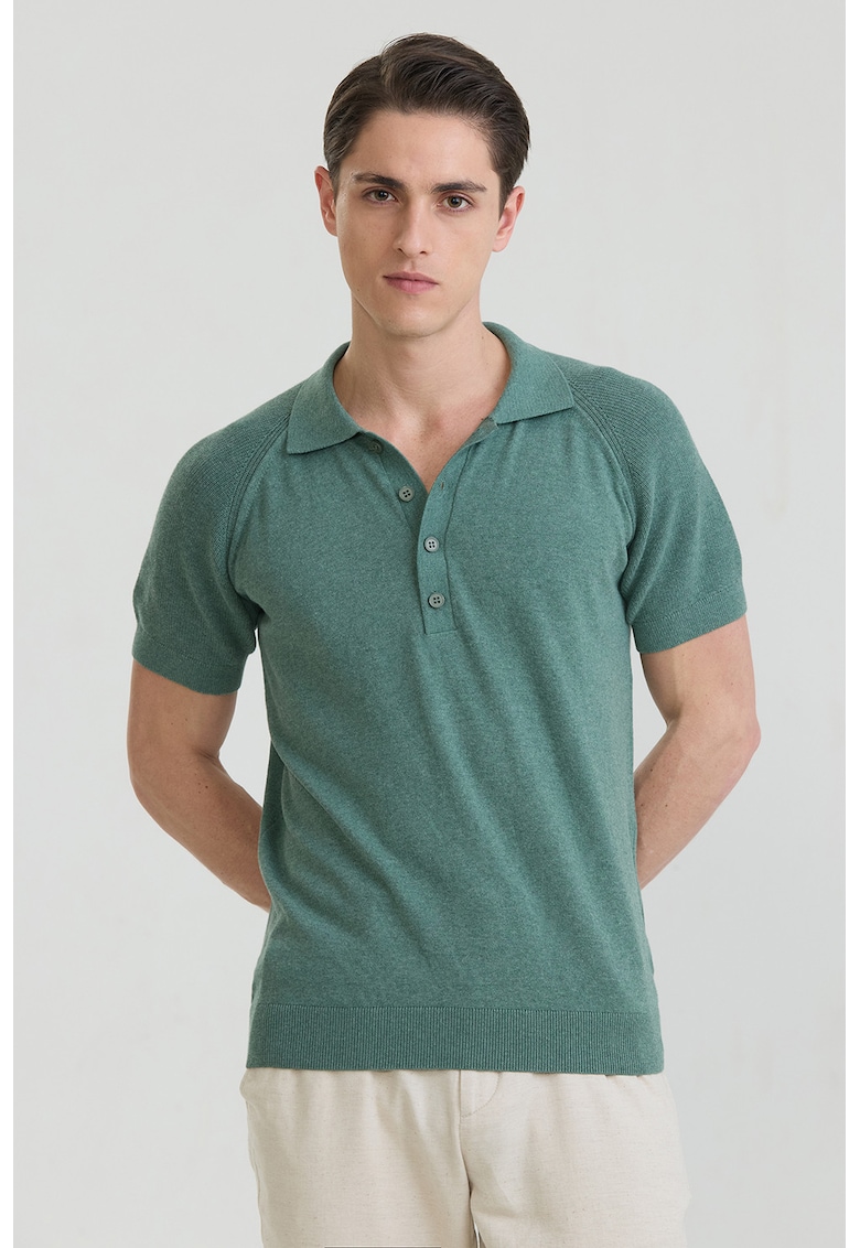 Tricou polo cu maneci raglan - Verde persan