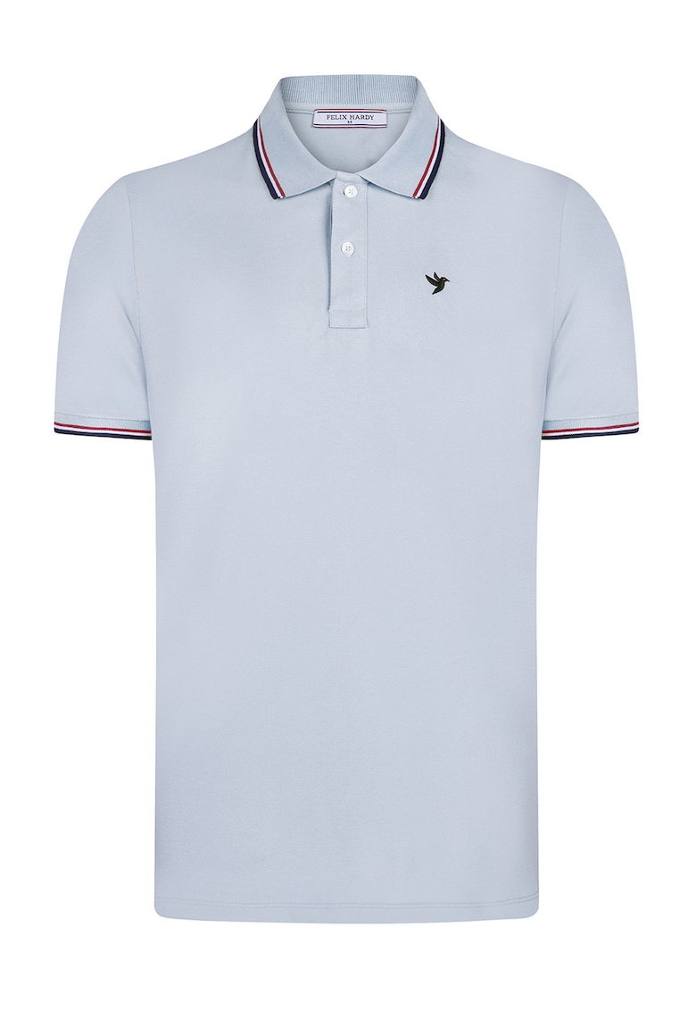 Tricou polo din material pique - Albastru deschis