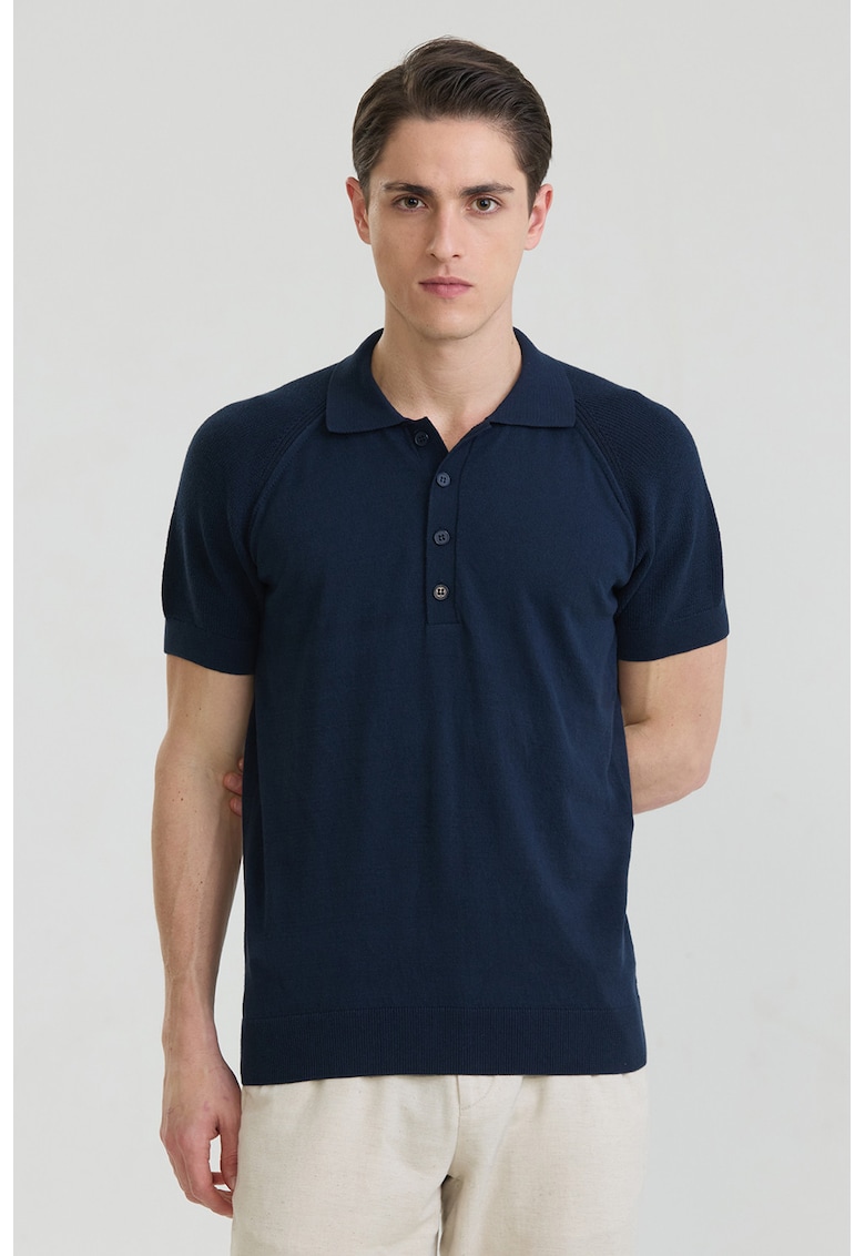 Tricou polo cu maneci raglan - Bleumarin