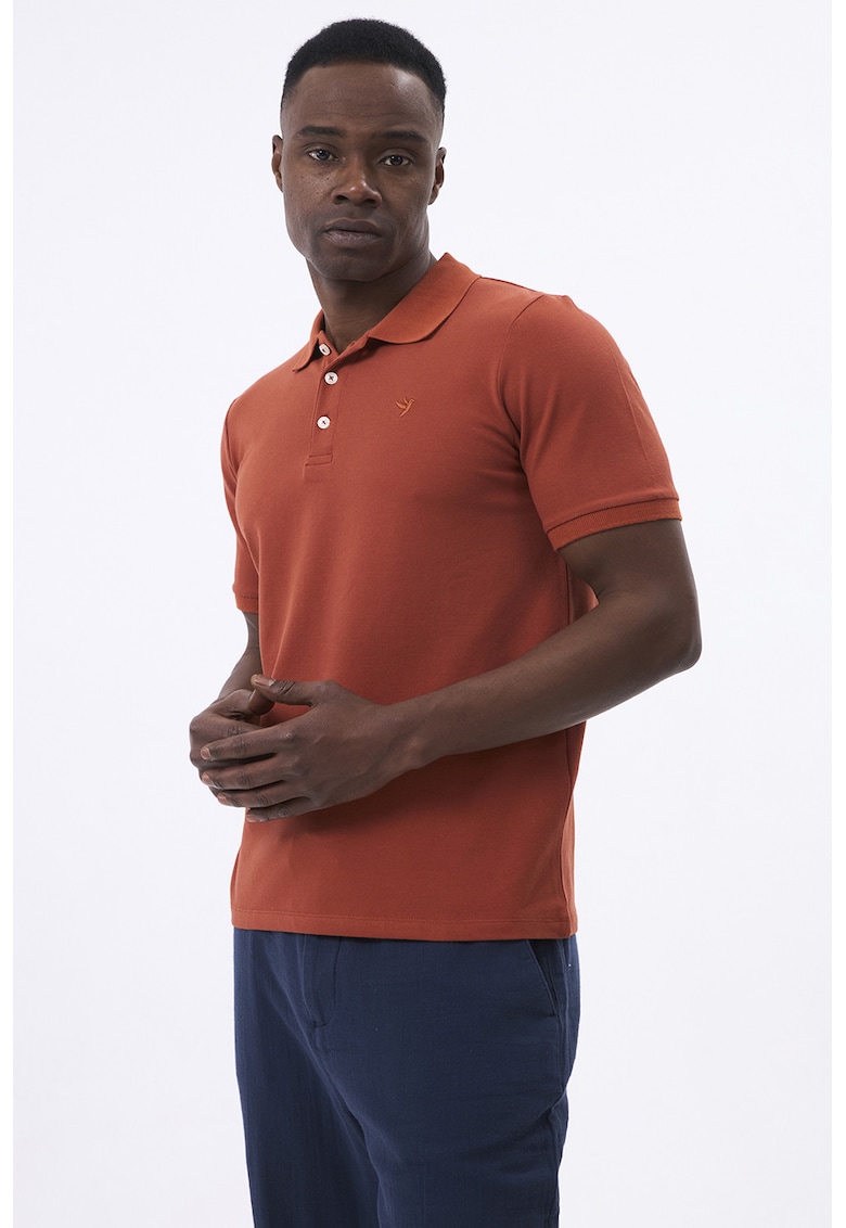 Tricou polo cu model uni - Portocaliu inchis