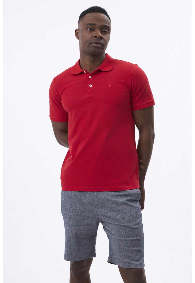 Tricou polo cu model uni - Rosu