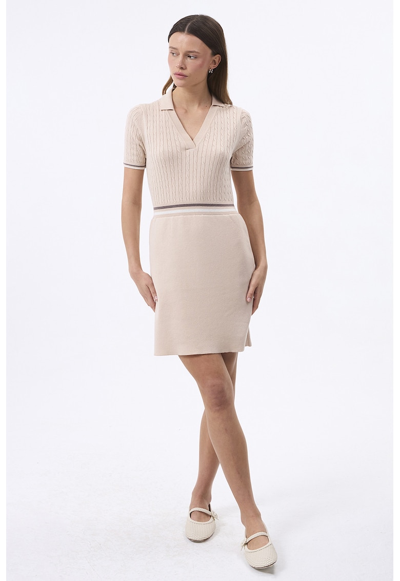 Rochie scurta din amestec de bumbac - Bej deschis