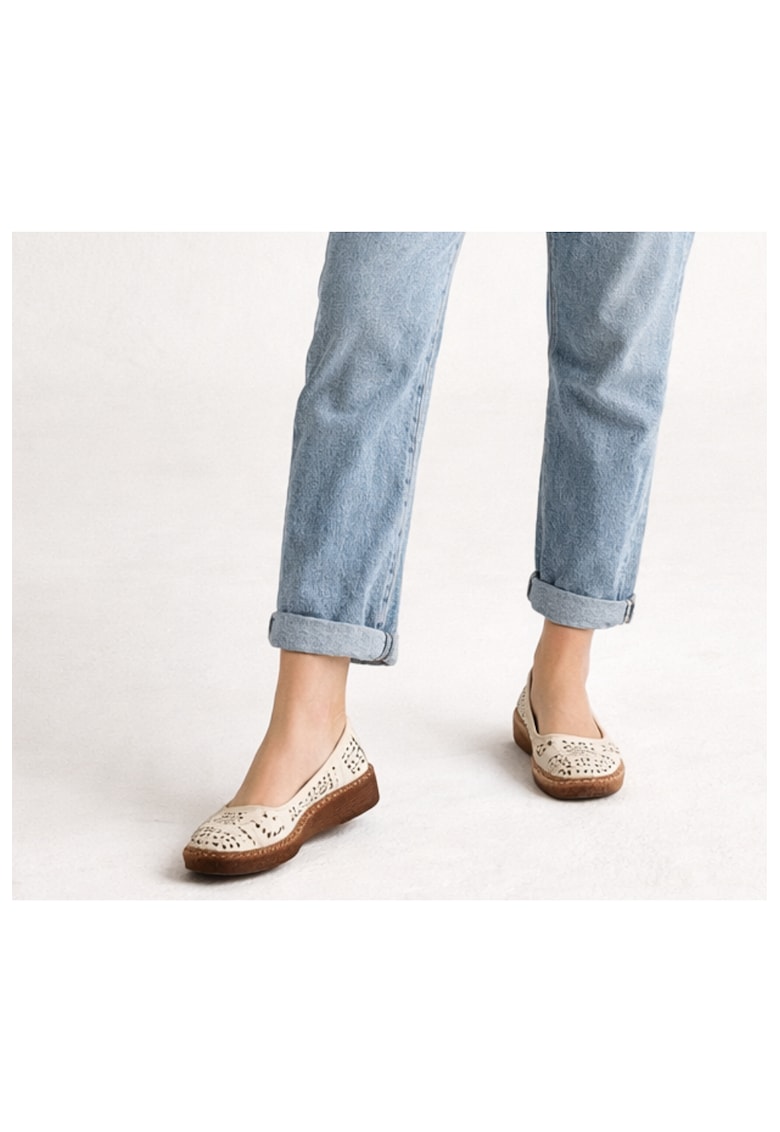 Balerini 5886 alb - piele naturala - Alb
