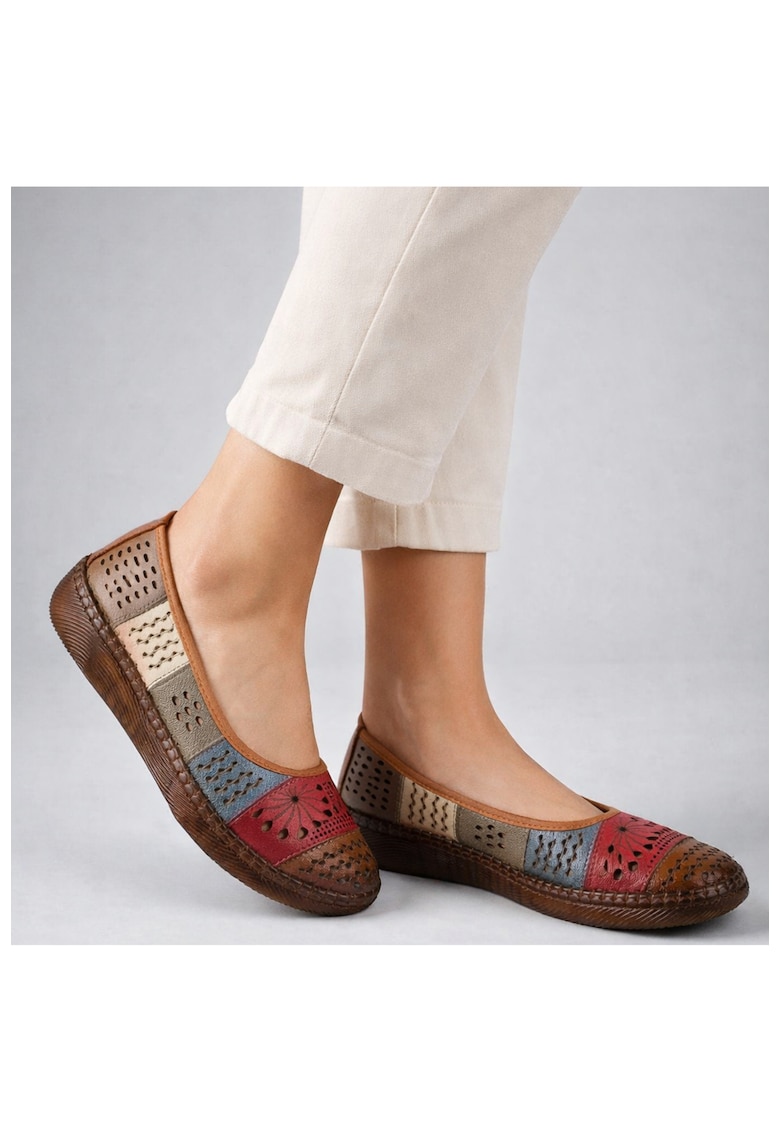 Balerini din piele - Multicolor - Multicolor