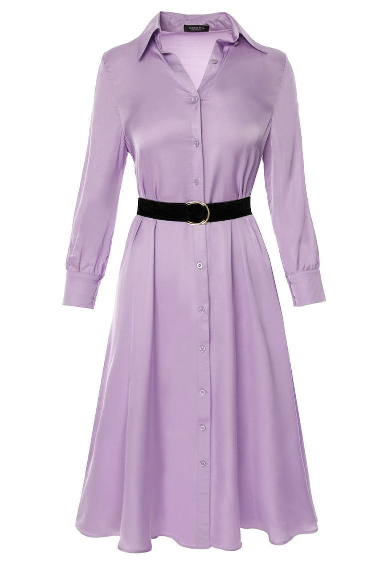 Rochie-camasa midi - cu curea din piele artificiala