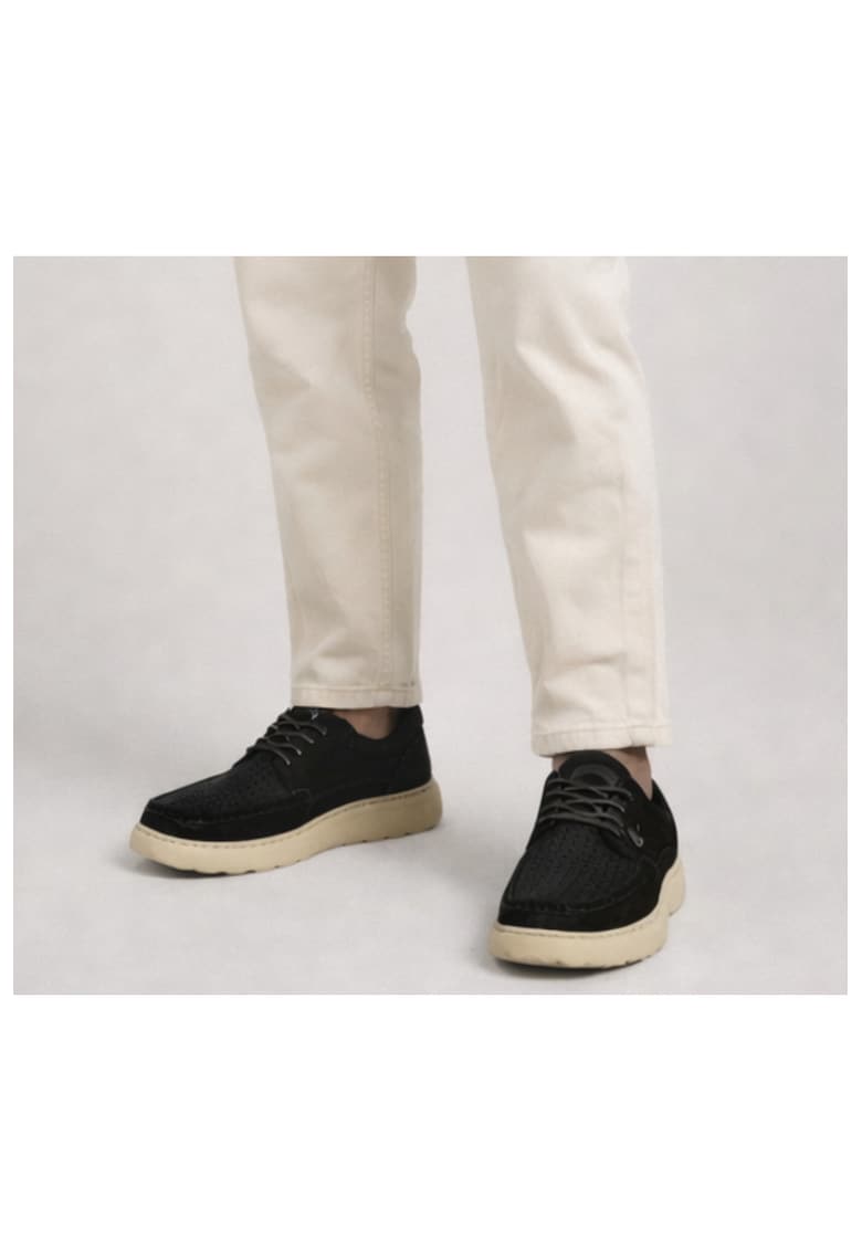 Pantofi casual - barbati - SM-3 negru - piele nabuc - Negru