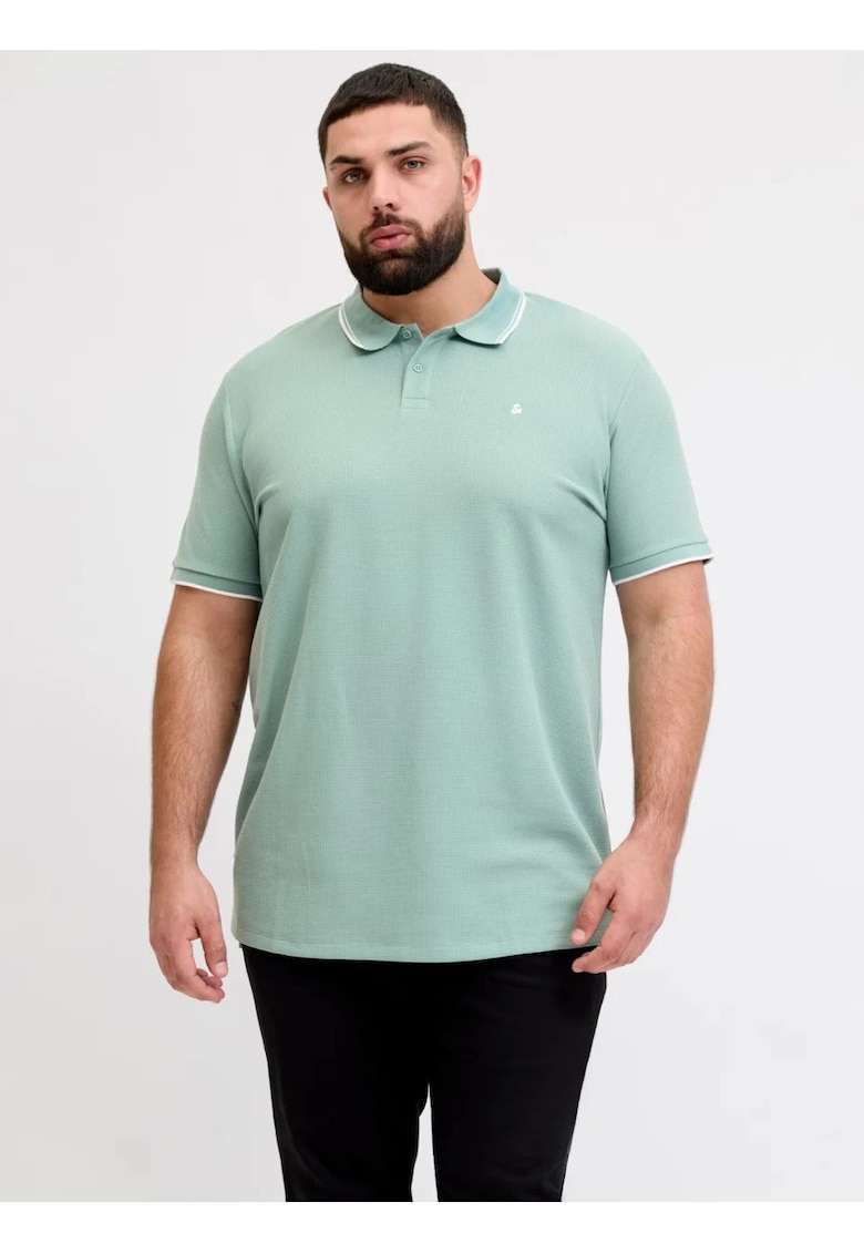 Plus Tricou polo barbati big sizes - cu logo - Regular fit - Verde deschis