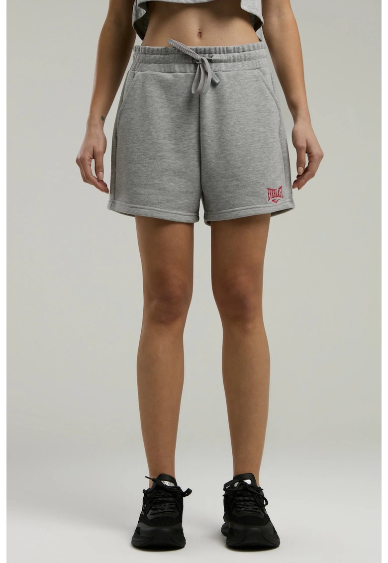 Pantaloni Scurti dama - talie elastica si snur - buzunare laterale si logo - Gri