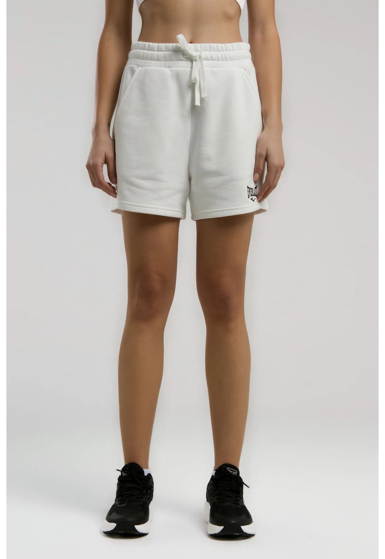 Pantaloni Scurti dama - talie elastica si snur - buzunare laterale si logo - Alb