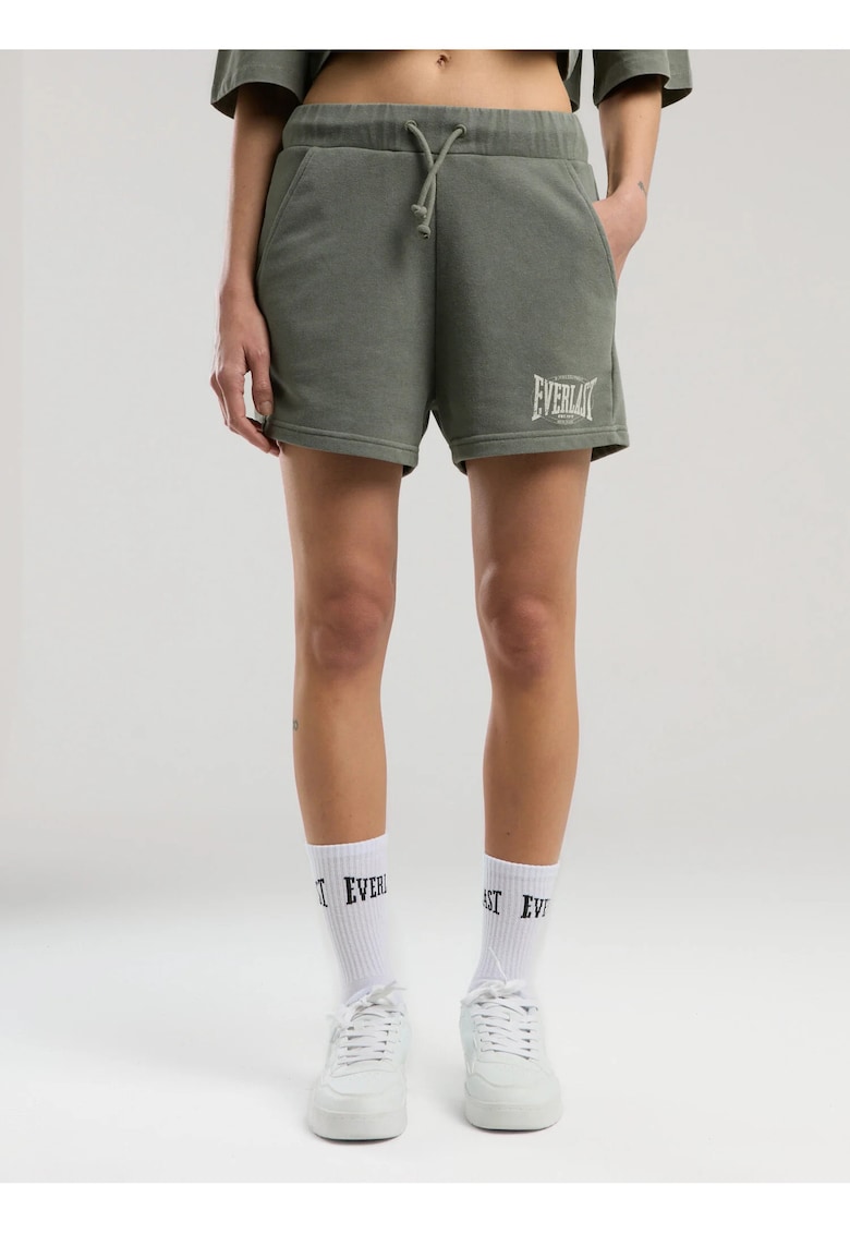Pantaloni Scurti dama - talie elastica si snur - buzunare laterale si logo - Kaki