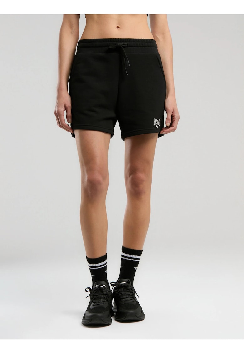 Pantaloni Scurti dama - talie elastica si snur - buzunare laterale si logo - Negru