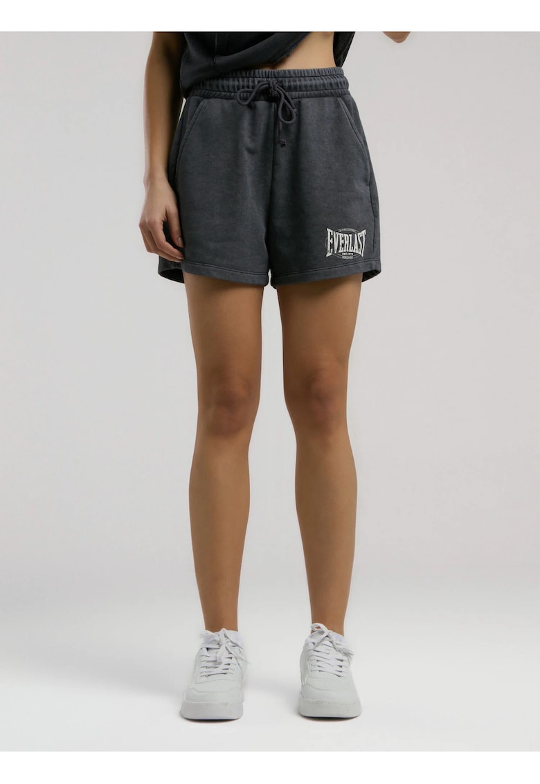 Pantaloni Scurti dama - talie elastica si snur - buzunare laterale si logo - Gri