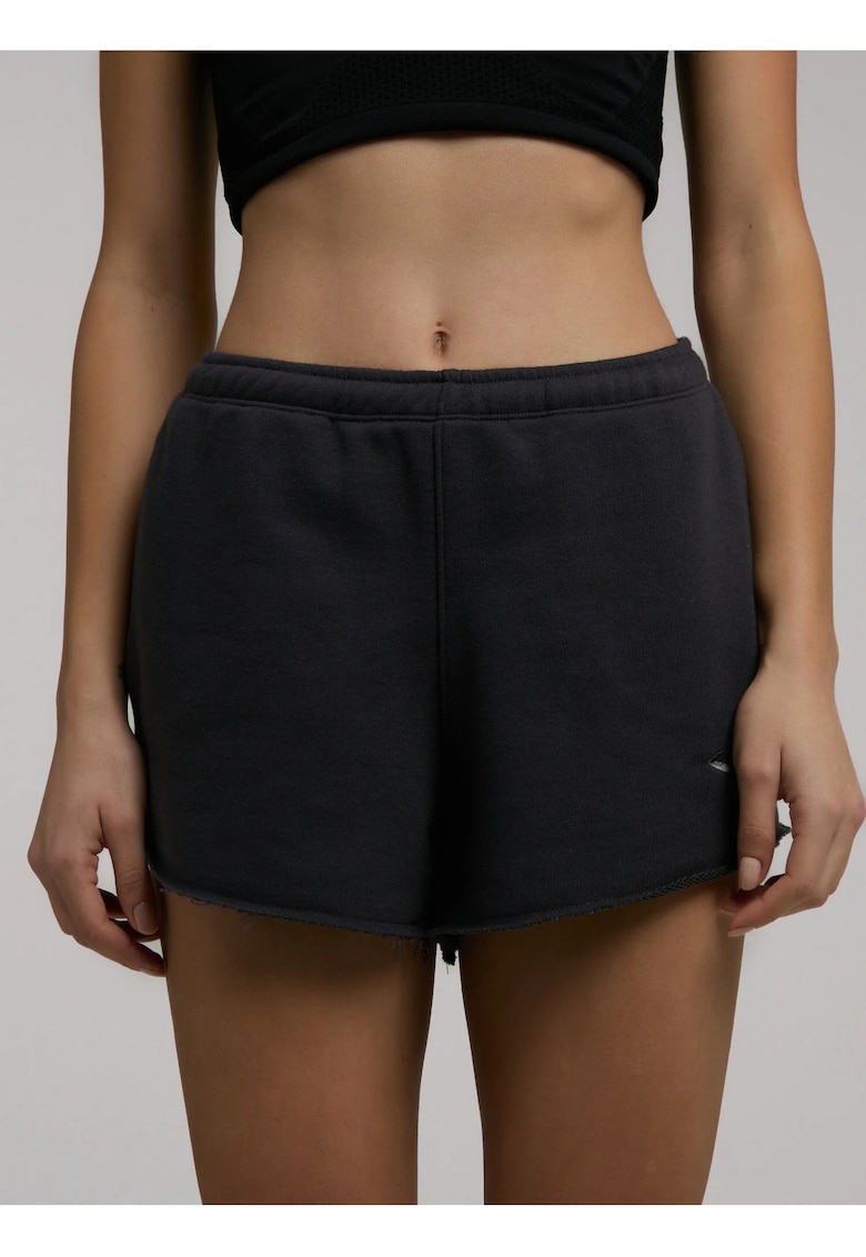 Pantaloni Scurti dama - talie elastica si snur - buzunare laterale si logo - Gri inchis