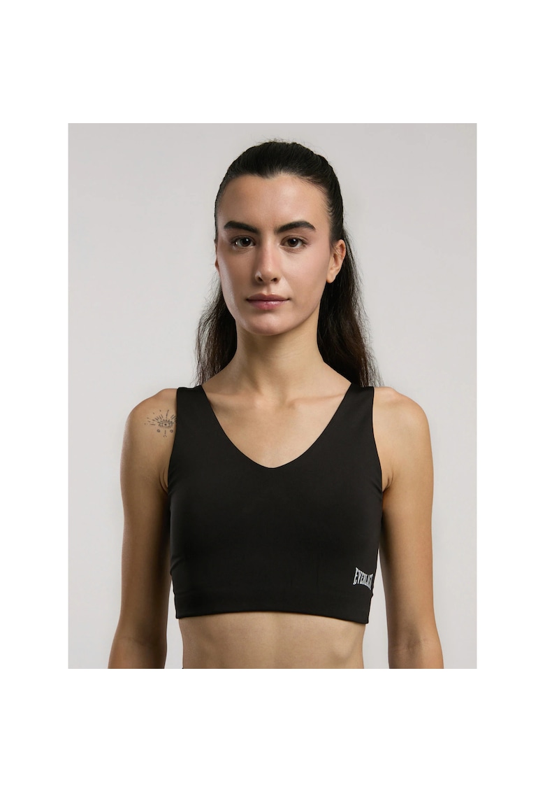 Bustiera sport fixa - din poliester - banda elastica si imprimeu cu logo