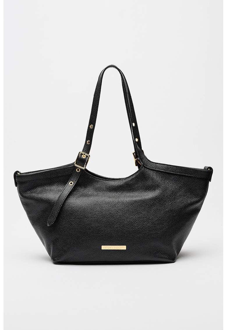 Geanta tote din piele cu barete ajustabile - Negru