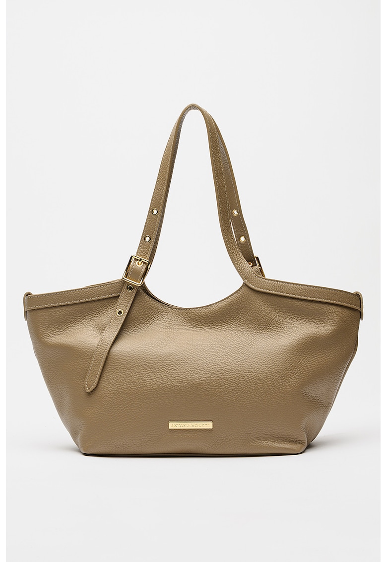 Geanta tote din piele cu barete ajustabile - Maro taupe deschis