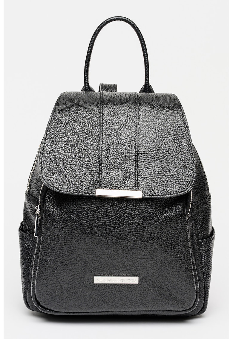 Rucsac din piele cu buzunare laterale - Auriu/Negru stins