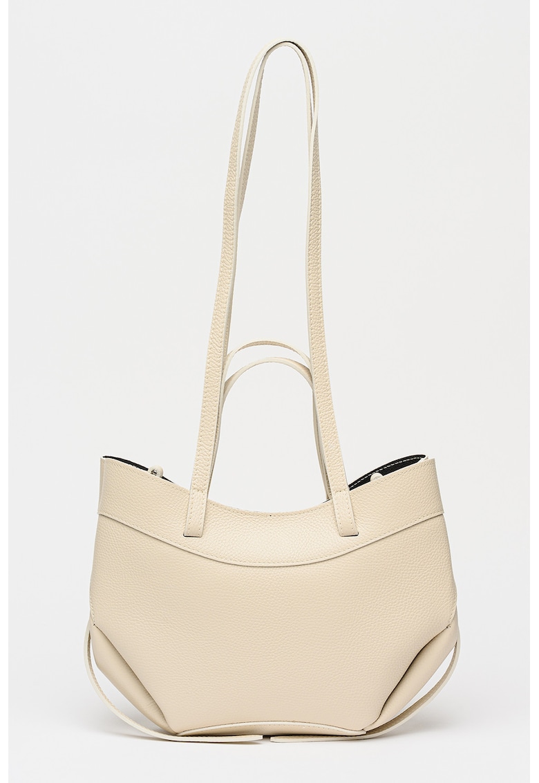 Geanta crossbody din piele - Bej deschis