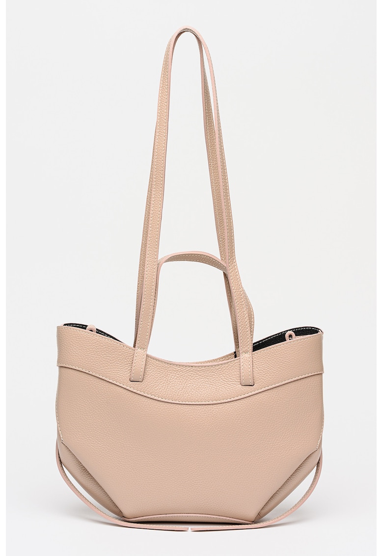 Geanta crossbody din piele - Roz prafuit