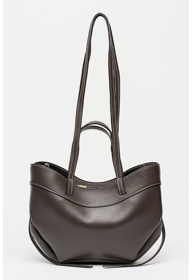Geanta crossbody din piele - Maro inchis