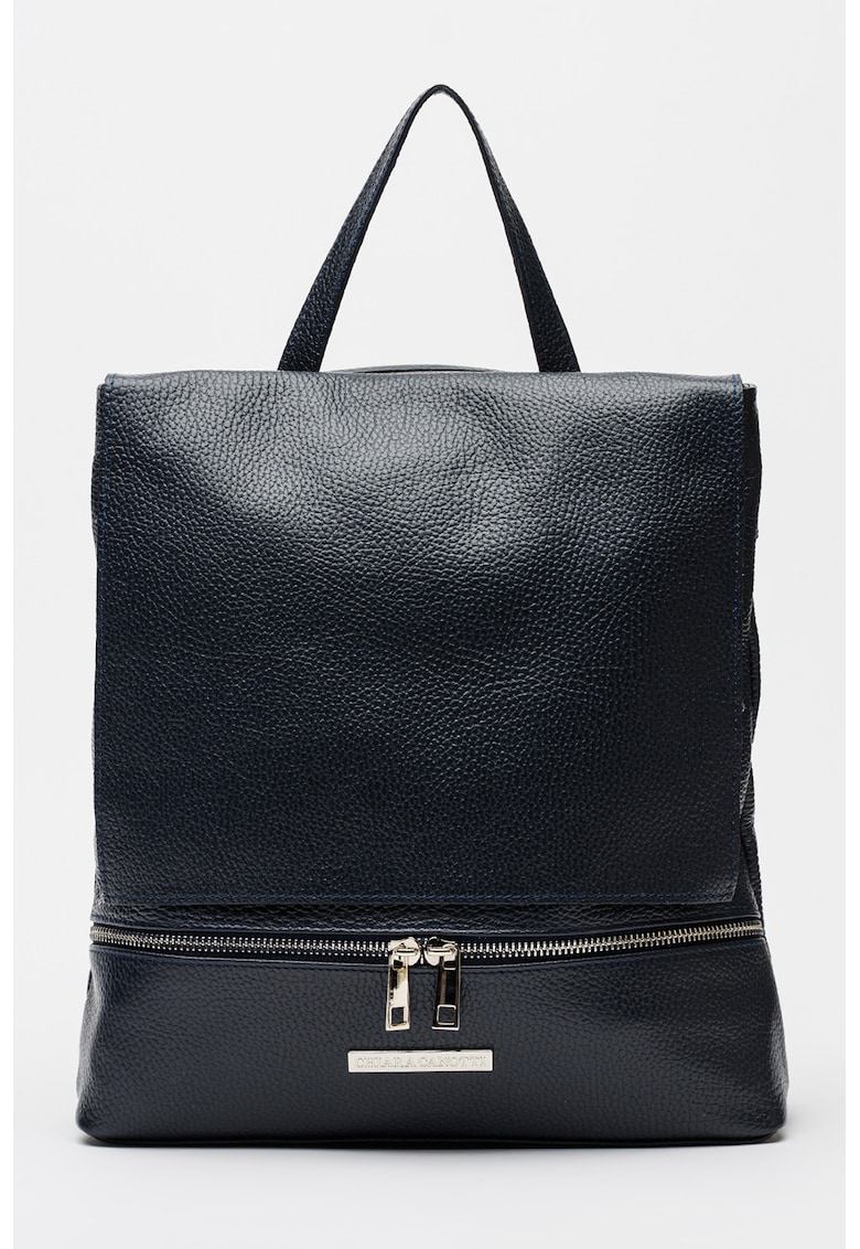 Rucsac din piele cu clapa - Negru