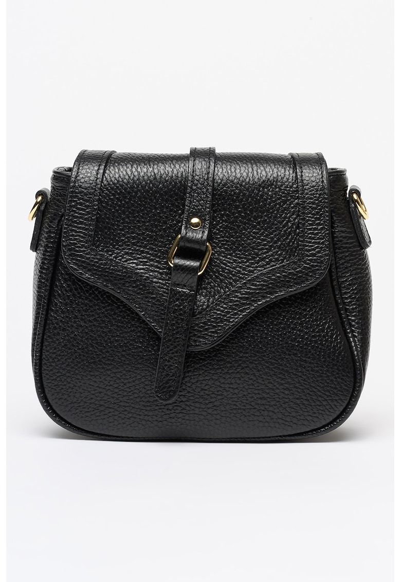 Geanta crossbody din piele cu accesoriu logo - Negru