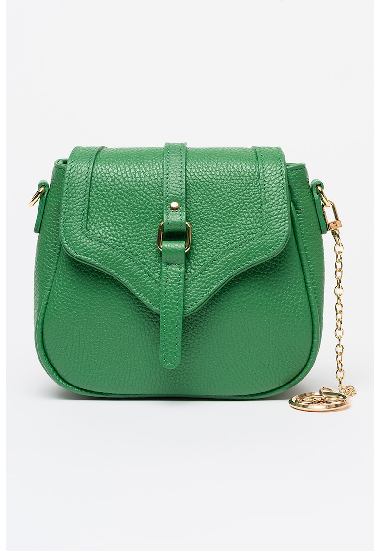 Geanta crossbody din piele cu accesoriu logo - Verde