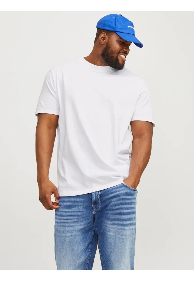 Plus Tricou simplu barbati big sizes - Bradley - decolteu la baza gatului - Alb