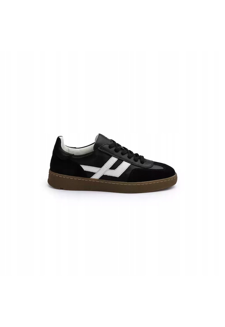Sneakers femei BRAVA - piele naturala - negru alb - Negru