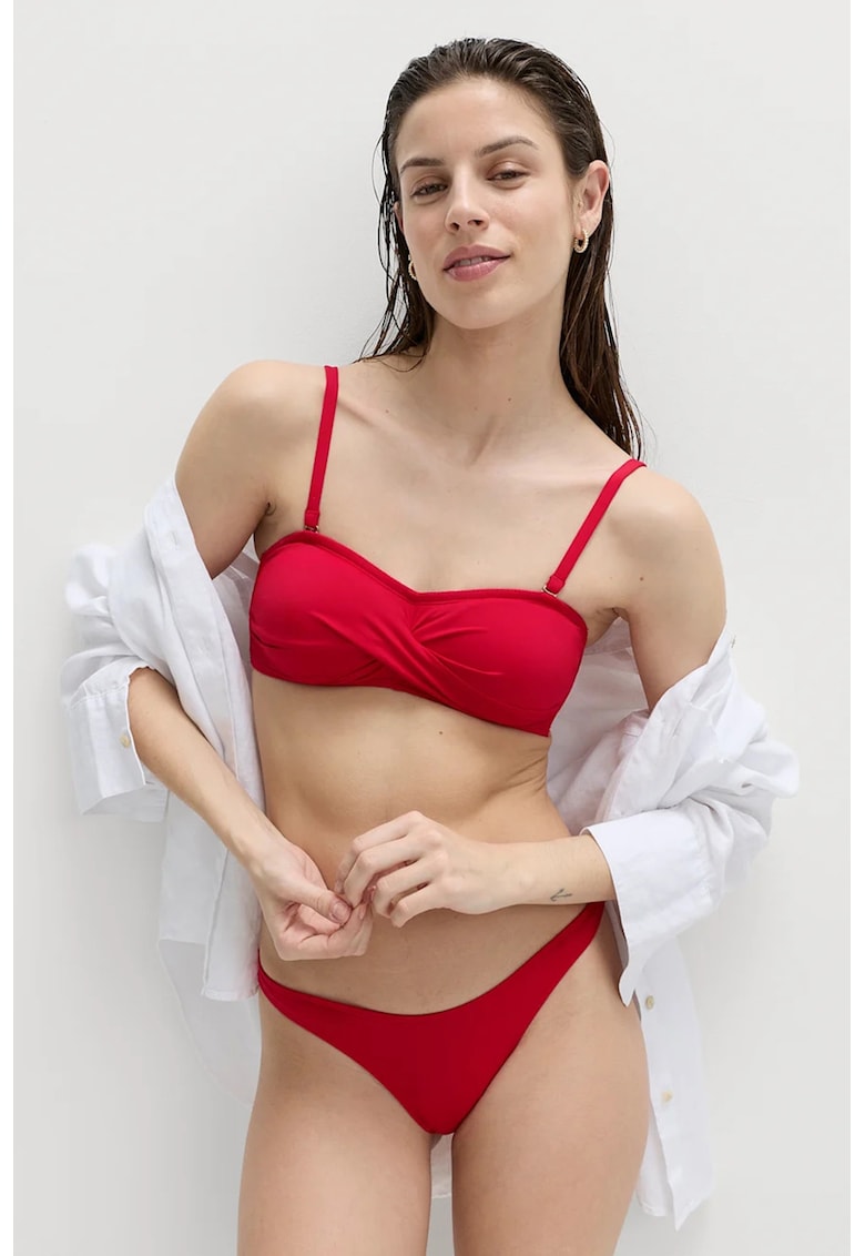 Sutien de baie cu design rasucit Bandeau - Rosu vermillion