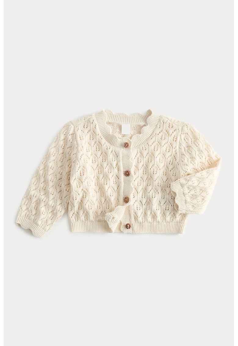 Cardigan din bumbac cu nasturi - Crem
