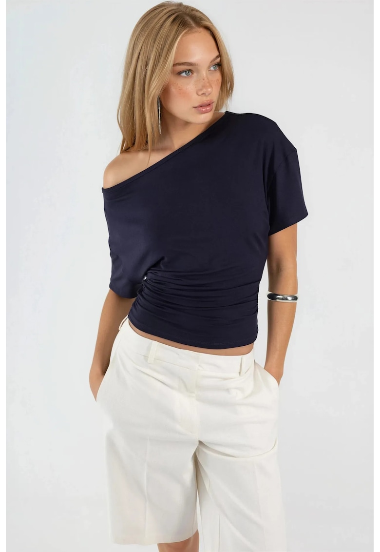 Bluza dama - Bleumarin - Decolteu asimetric