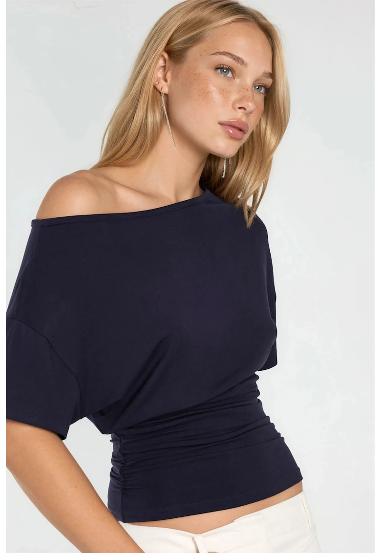 Bluza dama - Bleumarin - Decolteu asimetric