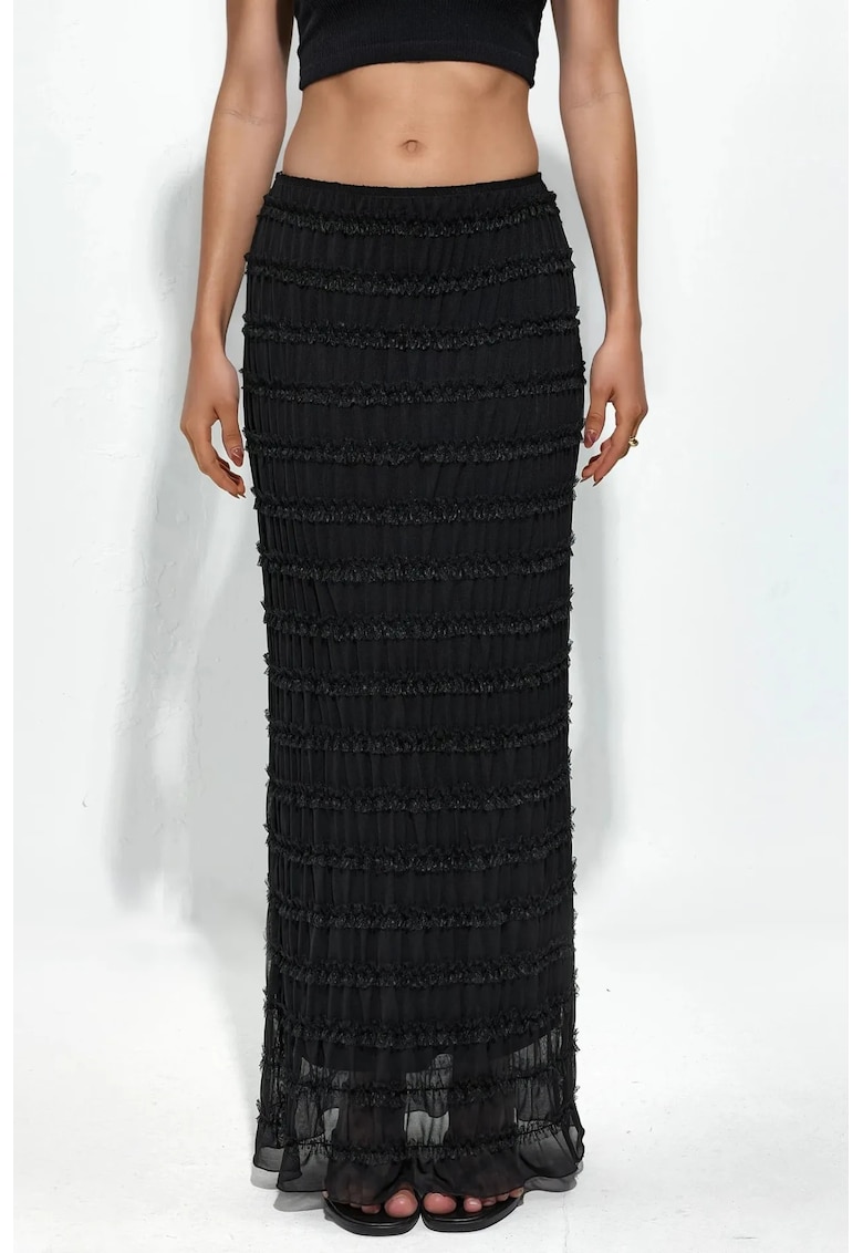 Fusta maxi - dungi - elegant - negru - poliester-elastan