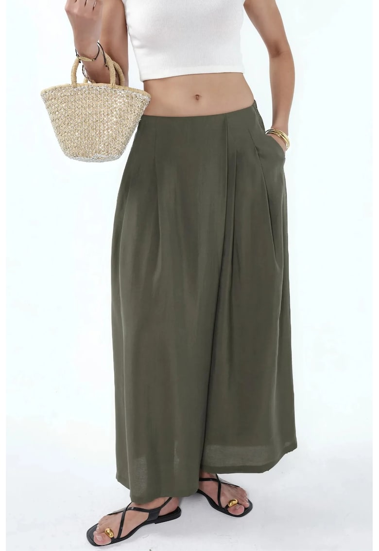Pantaloni dama - Palazzo cu picior larg - verde salvie - modal-viscoza