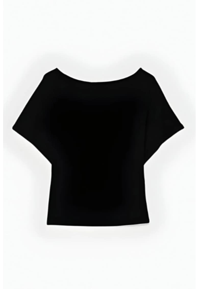 Tricouri dama - tricou cu decolteu barca - croiala lejera - negru - poliester-elastan