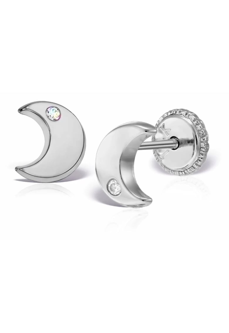 Cercei luna din aur alb cu diamant - dimensiune mica