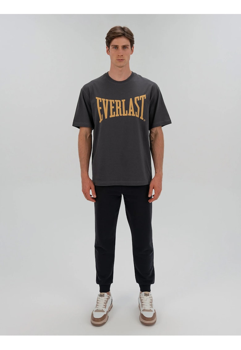 Tricou cu logo supradimensionat contrastant - Gri