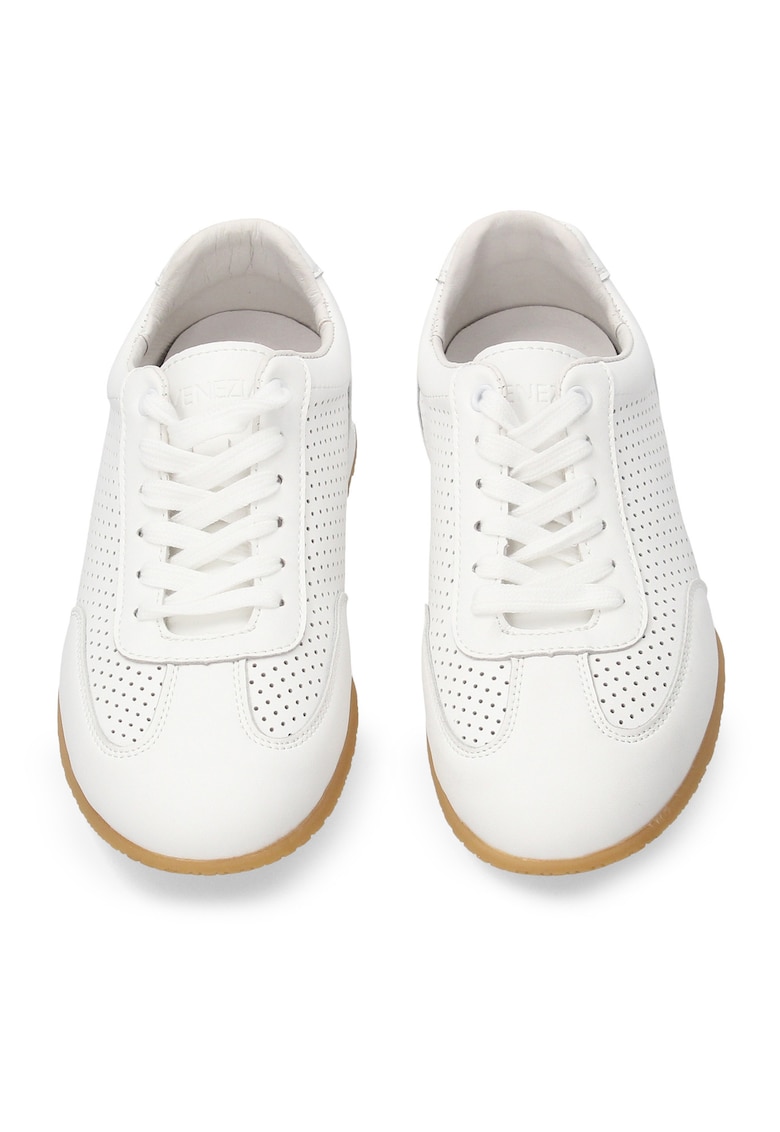Pantofi sport uni din piele cu perforatii