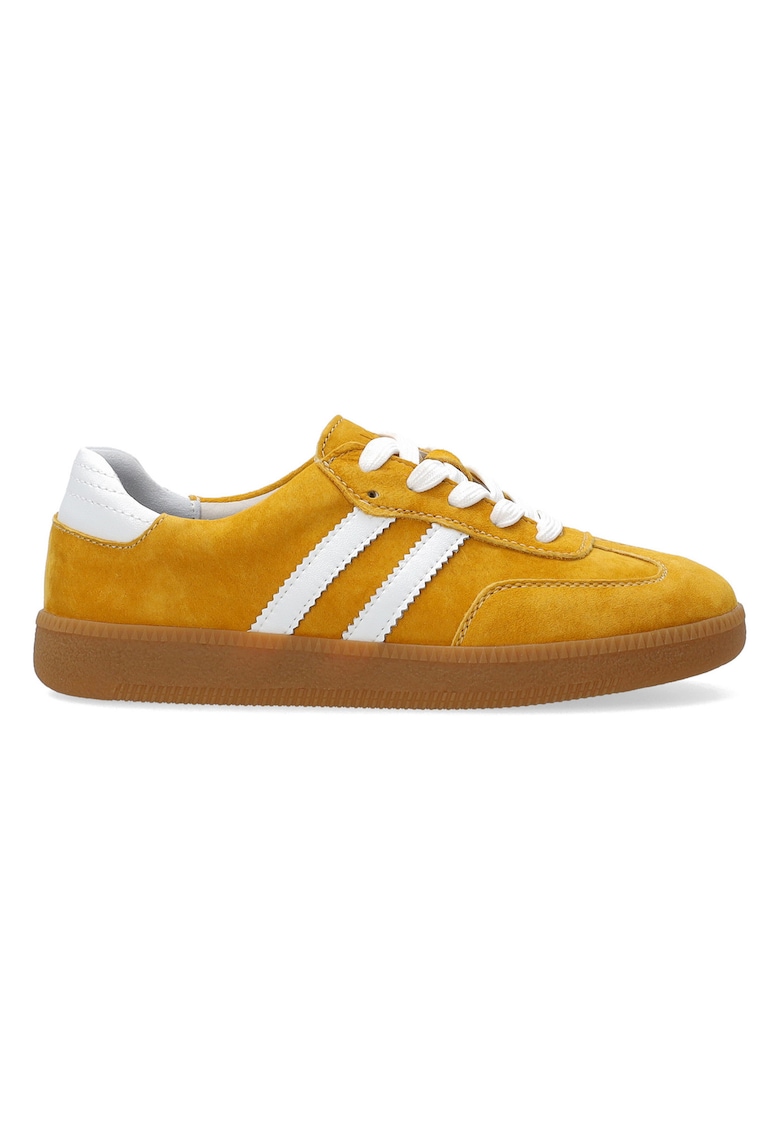 Pantofi sport din piele si piele intoarsa - cu profil jos