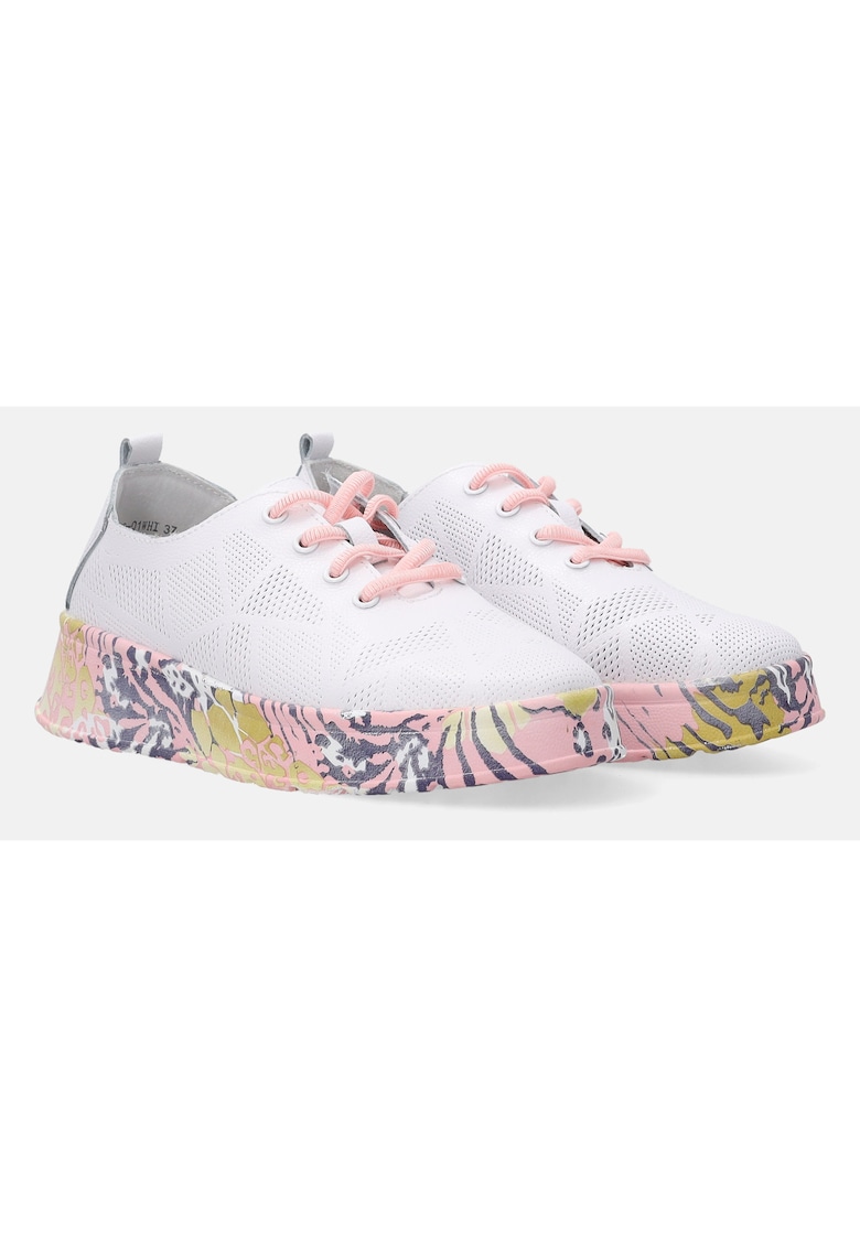 Pantofi sport din piele cu imprimeu si platforma -