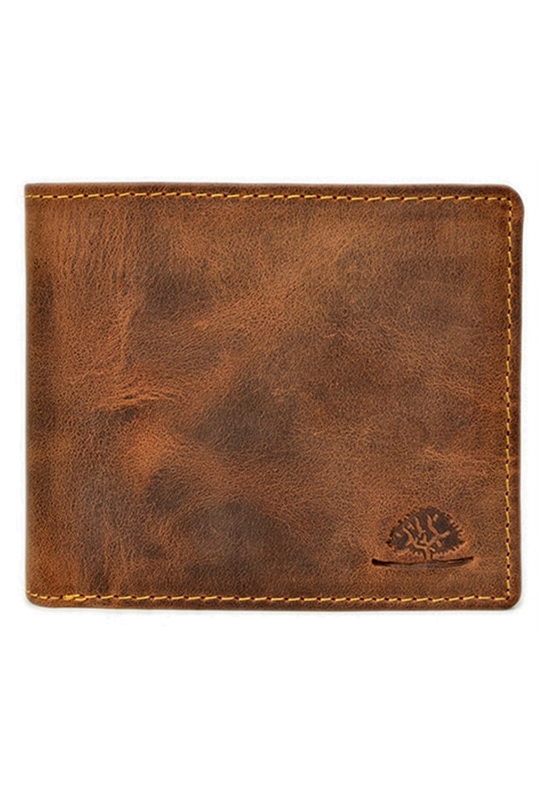 Portofel barbati piele naturala maro antichizat 12 x 10 cm (1672-25) - Vintage - Maro antichizat