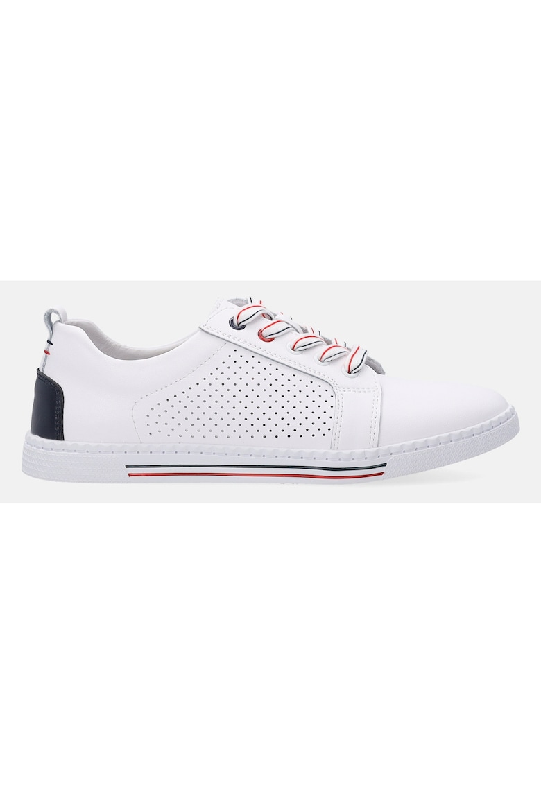 Pantofi sport din piele naturala cu perforatii si profil jos