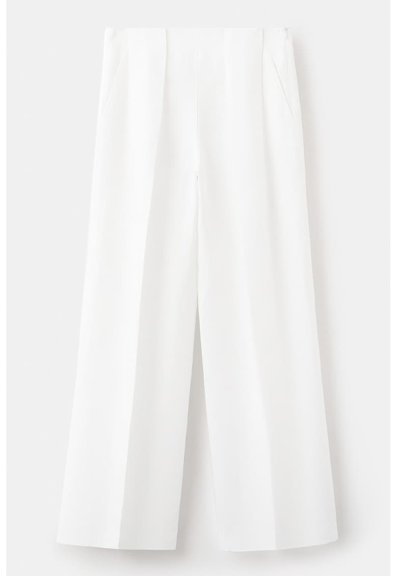 Pantaloni drepti din amestec de in - Alb
