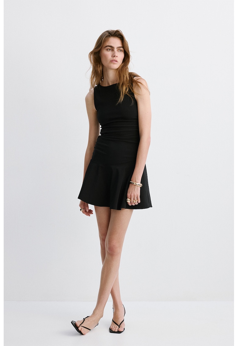 Rochie evazata cu detalii drapate - Negru